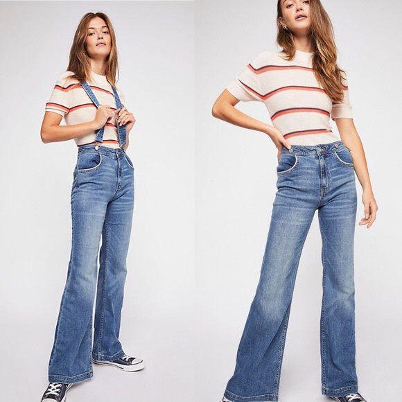 Free People Denim - NWOT Free People Suspender High-Rise Flare Jeans